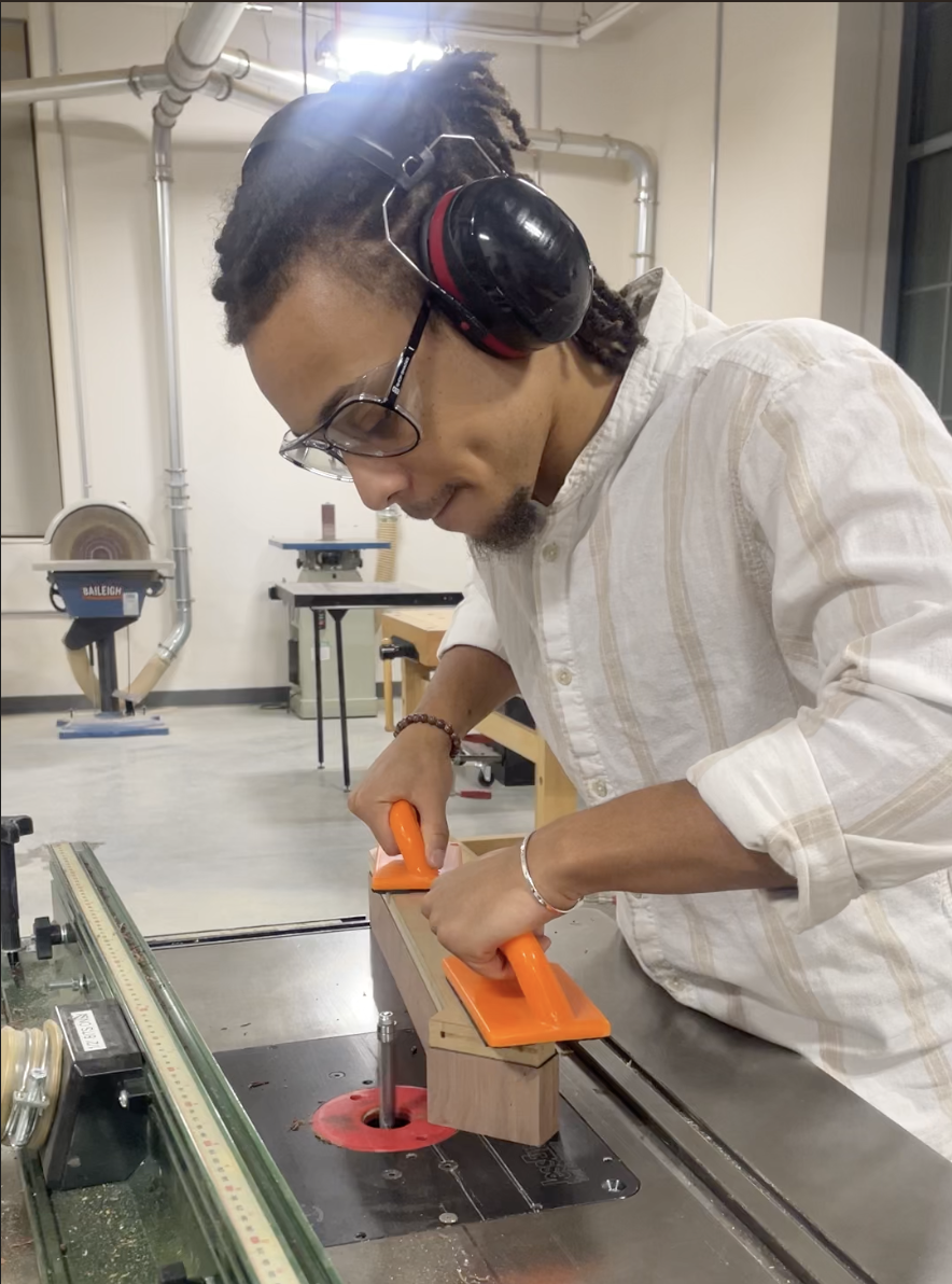 Darryl York working in the Village Woodworking studio